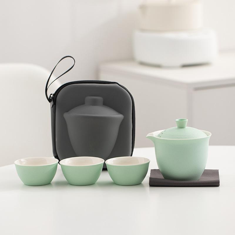 Portable Travel Kung Fu Tea Set Coarse Amoy Road Treasure Small Set Outdoor Business One Pot Three Cups