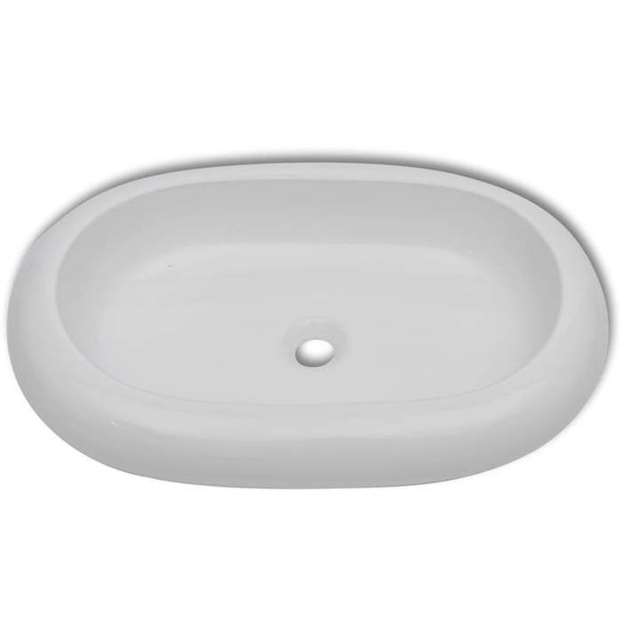 VidaXL Bathroom Sink with Mixer Tap Ceramic Oval White Faucet Basin 275496