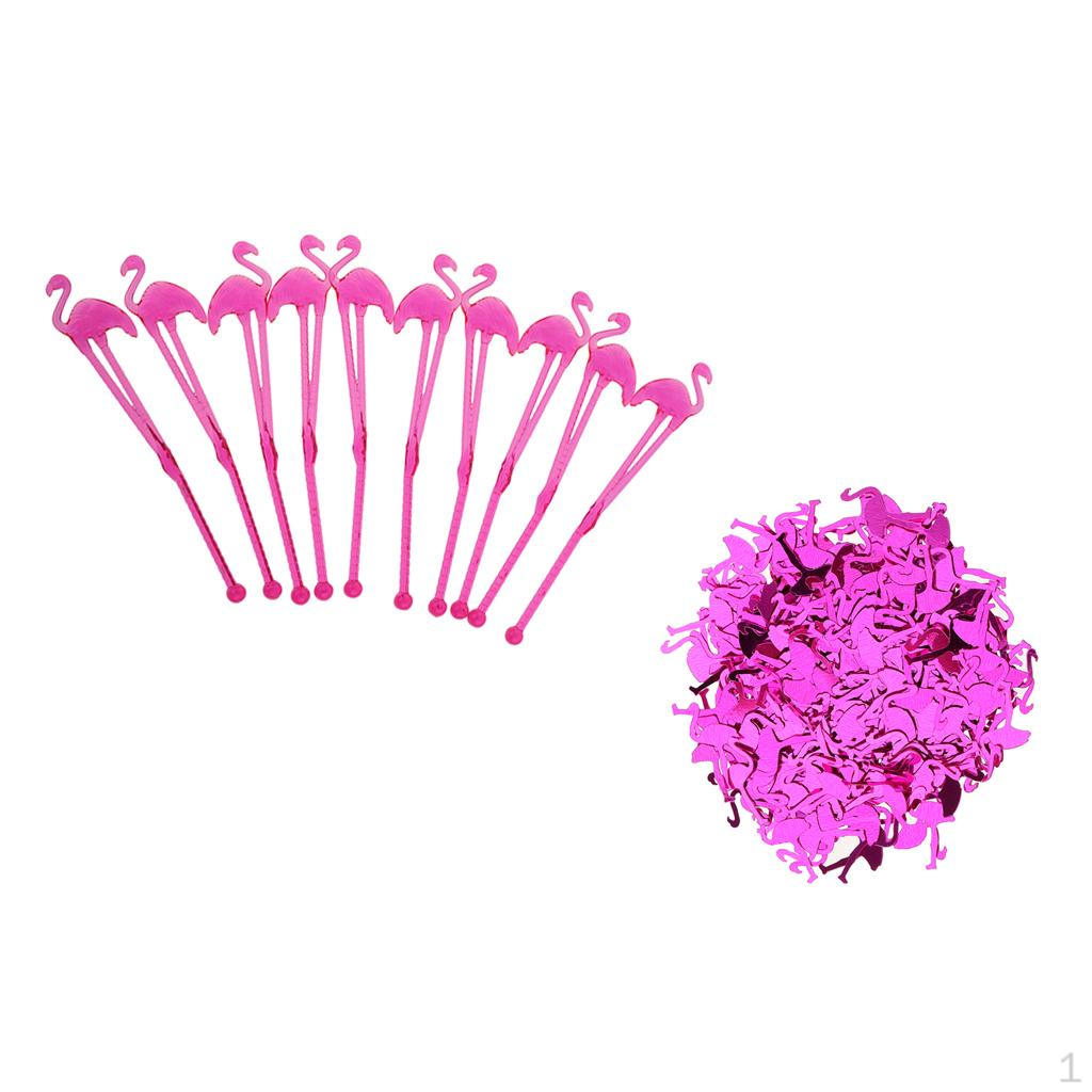Tropical 10x Flamingo Drink Tea Stirring + Table Confetti Scatter Party Decorartion