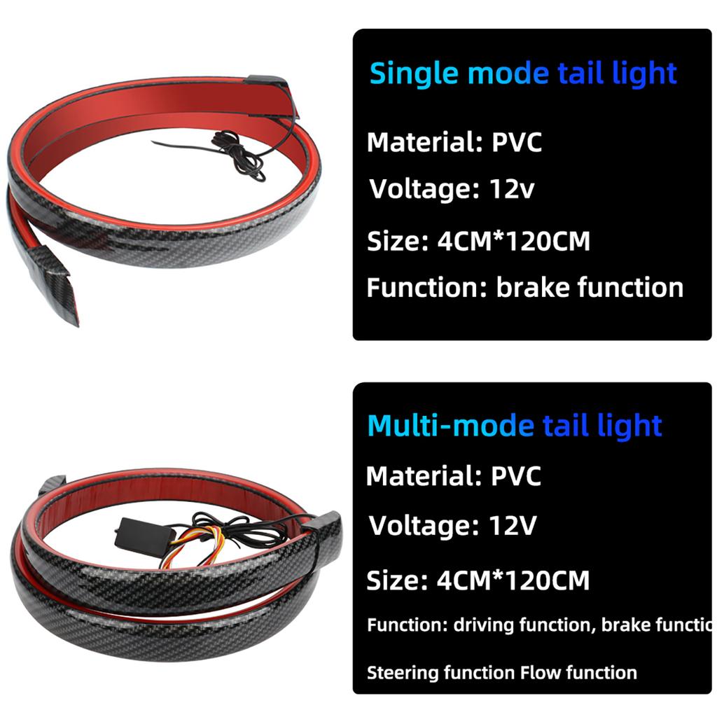 1PCS Carbon Fiber 110CM 120CM LED Strip Light Turn Signal Brake Rear Tail Lights Driving DRL Tail Lamp Universal 12V