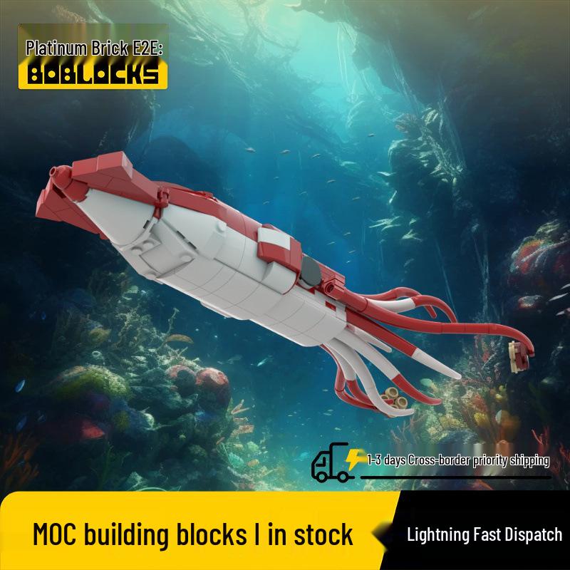 Deep Sea Voyage: Giant Squid Building Blocks for Kids MOC-222644 Giant Squid