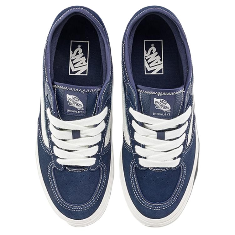 Vans Rowley Classic Slim Vulcanized Low-Top Suede Canvas Perforated Toe Box Padded Tongue Unisex Blue VN000SF4JDU