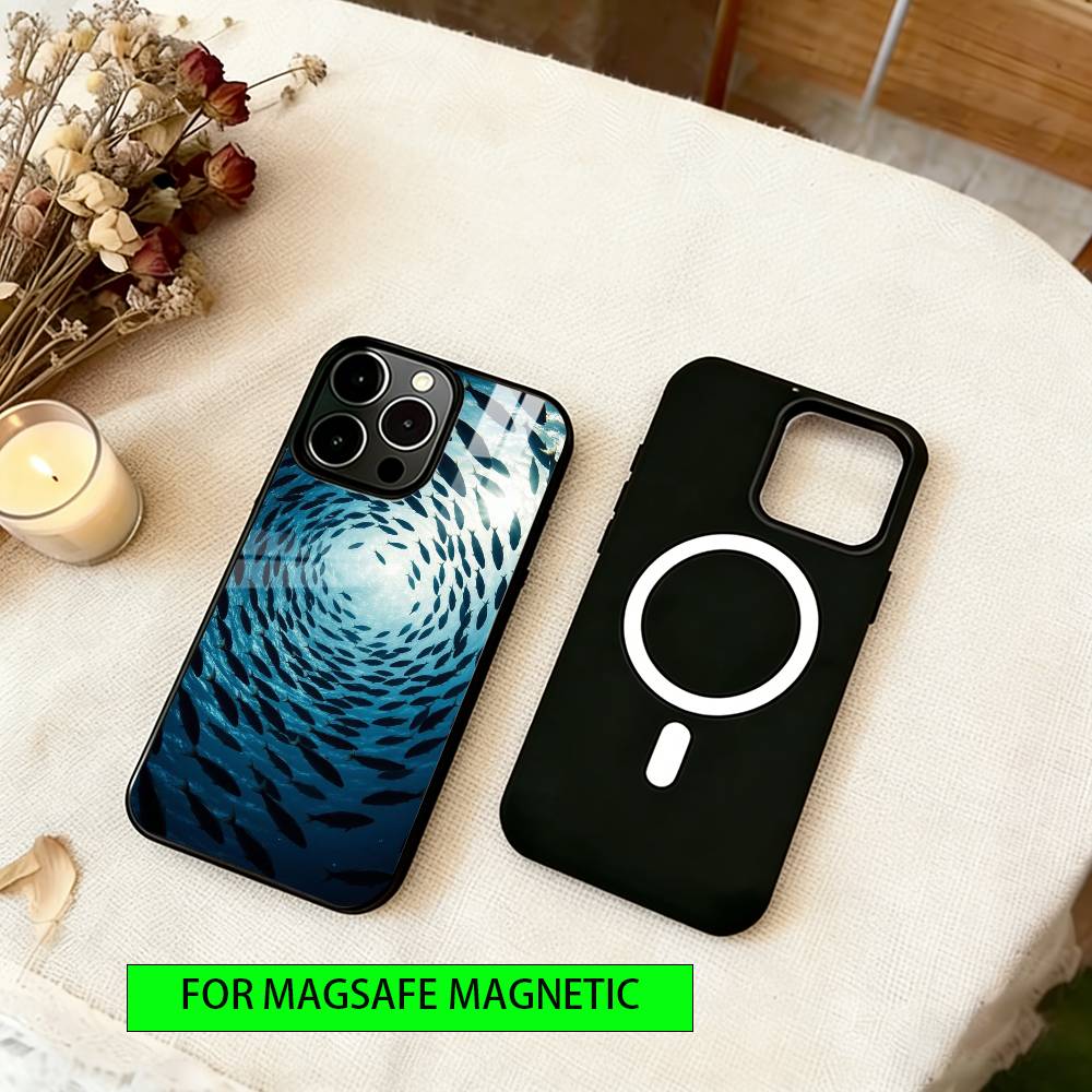 Small fish Phone Case For iPhone17,16,15,14,13,12,11 Plus,Pro Magnetic with Magsafe Wireless Charging