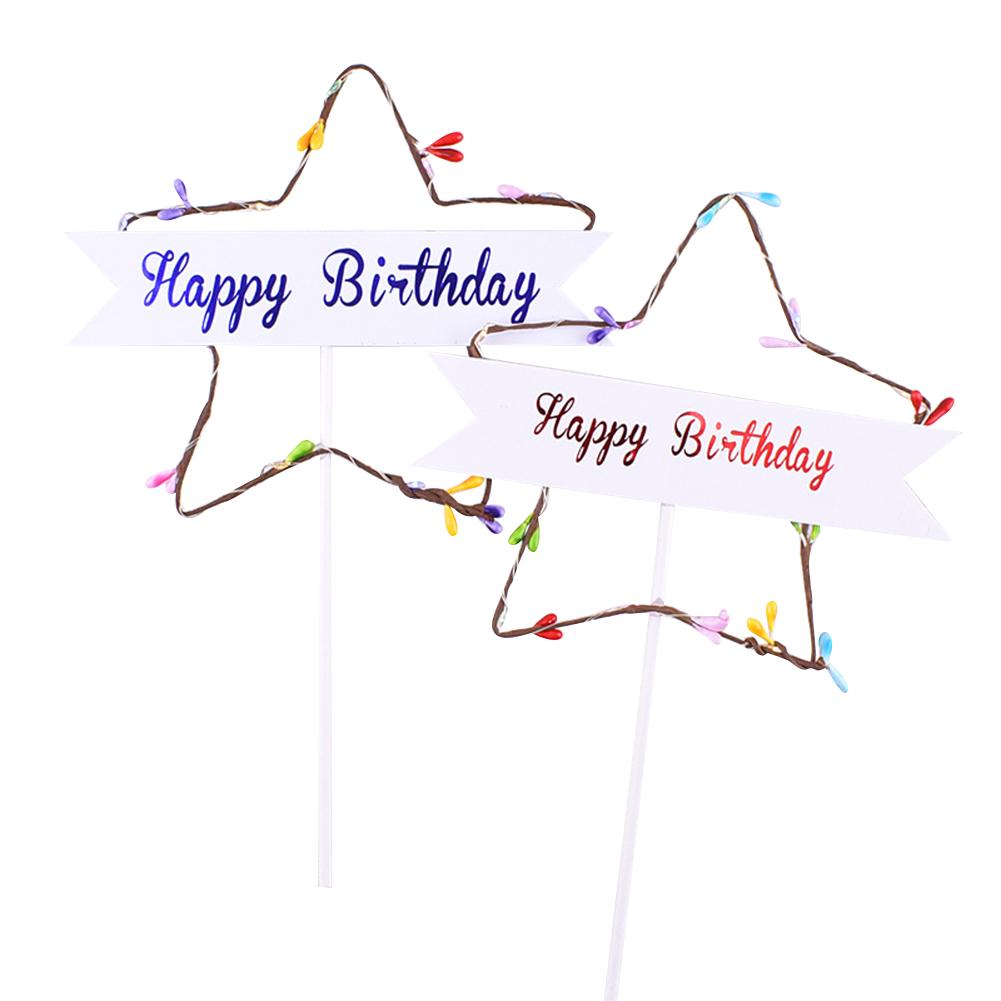 Decoraciones de Inserto para Tarta de Fiesta de Cumpleaños con Estrella de Amor LED para Cumpleaños