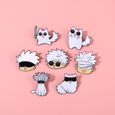 Jujutsu Kaisen Enamel Pin Cartoon Anime Brooches Animals Cat Custom Metal Hat Lapel Clothes Backpack Jewelry Friends Fans Gift