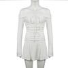 Women's Pure Desire To Pull A Pleated Waist One-line Shoulder Dress Sexy Sweet Spicy Waist Slimming Long Sleeve Low Waist Short Dress