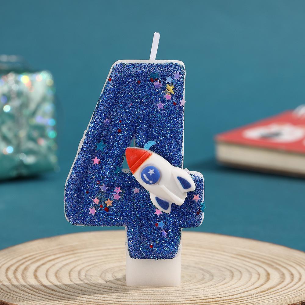 Children's Rocket Birthday Candle Numbers 0-9 - DIY Cake Decorations