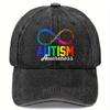 Autism Awareness Infinity Symbol Baseball Cap Adjustable Polyester Washed Cap Casual Outdoor Unisex Headwear