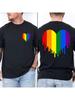 Mens Cotton Rainbow Heart Drip Print TShirt Casual Short Sleeve Pride Graphic Tee Lightweight Breathable Crew Neck Top for