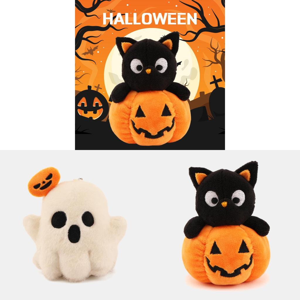 Portachiavi Gatto Fantasma di Halloween Peluche Morbido Ciondolo Carino per Borsa Regalo per Adolescenti