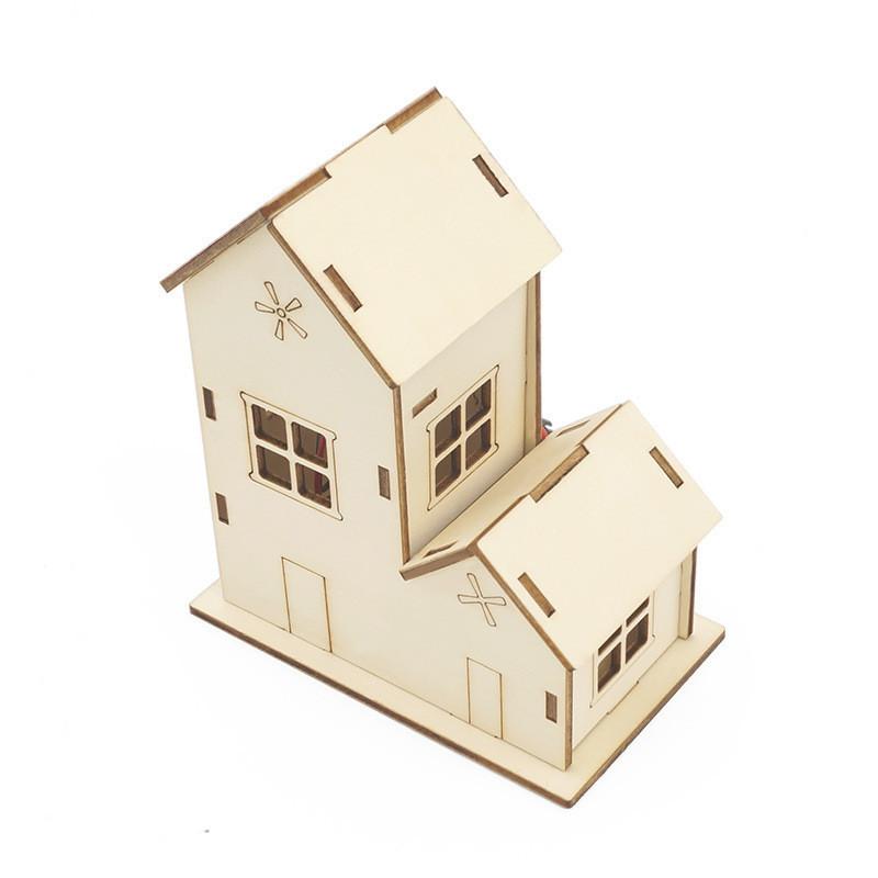 Детский разноцветный светодиодный деревянный домик DIY Набор для сборки Образовательная STEM игрушка
