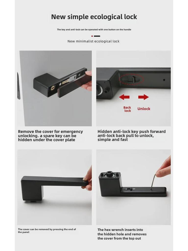 Minimalist Silent Magnetic Door Lock for Bedroom, Indoor Wooden Doors, and Bathroom