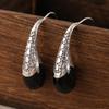 Vintage Schwarz Kristall Wasser Tropfen Form Ohrringe für Frauen Persönlichkeit Silber Farbe Ohr Haken Party Schmuck Geschenke