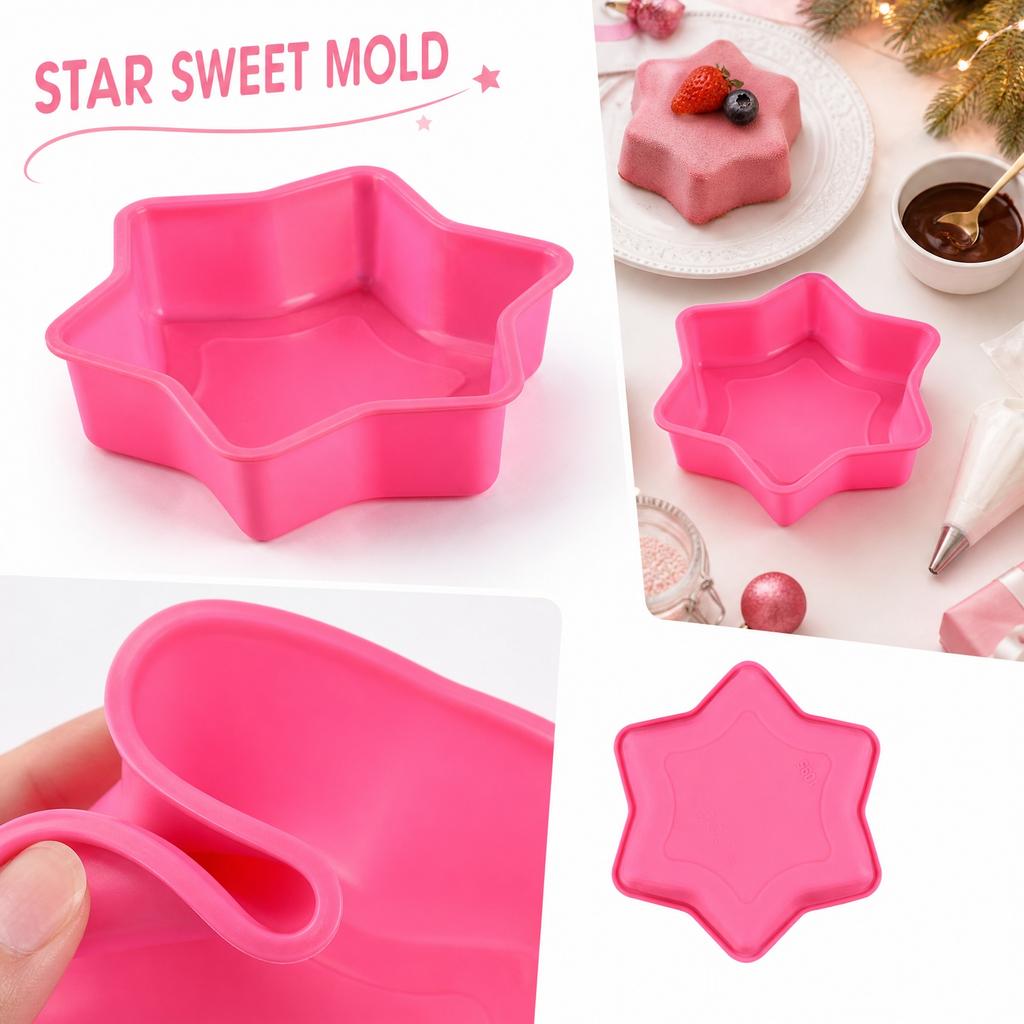 Star Shaped Silicone Mold for Baking Cake Cookie Pudding Chocolate Mold Flexible Non Stick Kitchen Tool for Holiday and Everyday Use