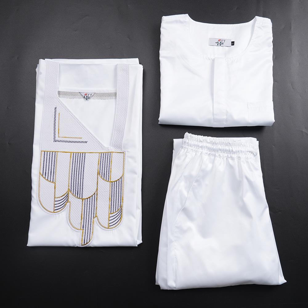 African Men's Traditional Three-Piece Set: Embroidered Robe, Pants, and Matte Cloth