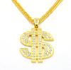 Herren Punk Hip Hop 18 Karat Vergoldet Kristall Diamant Dollar Halskette Strass Dollarzeichen Anhänger Halskette Schmuck