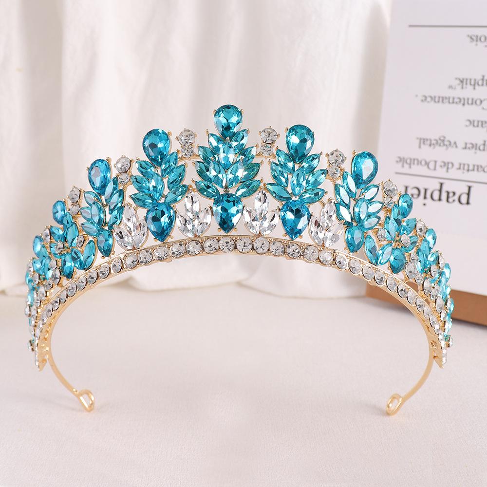 DIEZI Lusso Coreano 20 Colori Cristallo Opale Verde Corona Copricapo Sposa Nuova Elegante Tiara Regina Fasce per Capelli Vestito da Sposa Bambina