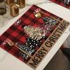 1PC Christmas Tree Place Mats Machine Washable Linen Table Mats for Home Kitchen Christmas Dining Decor and Supplies