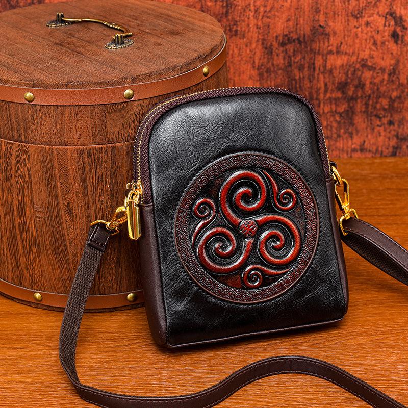 Pfingstrose Geprägter Druck Premium Textur Lässige Umhängetasche - Neue Chinesische Stil Crossbody-Tasche für Lässigen und Pendlergebrauch