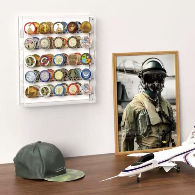 Clear Acrylic Round Coin Holder Desktop Storage Case Sturdy Display Box Craft Supplies for Collectors and Jewelers