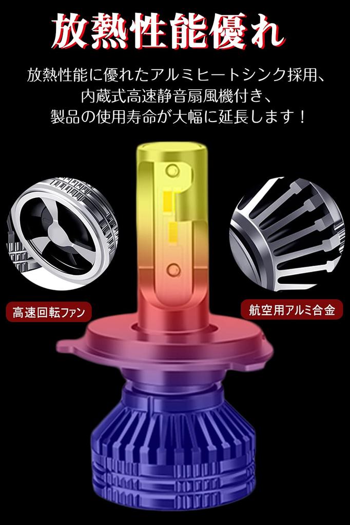 H4 LED Headlight, Hi/Lo, 3 Color Switching, Integrated Type, H4 LED Fog Lamp, DC