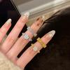 Romantic Floral Hollow Out Rose Flower Rings for Women Sweet Single Row Diamond Inlaid Exquisite Engagement Ring  Gift