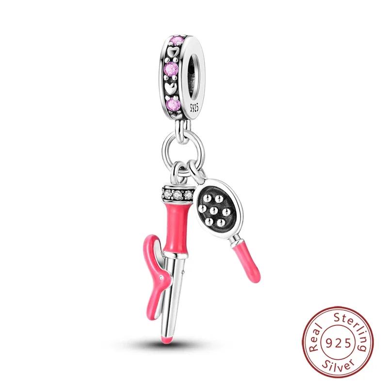 100% Copper Fashion Pink Princess Skirt Bag Lipstick Charms Beads Fit Original Bracelets Diy Jewelry Gifts