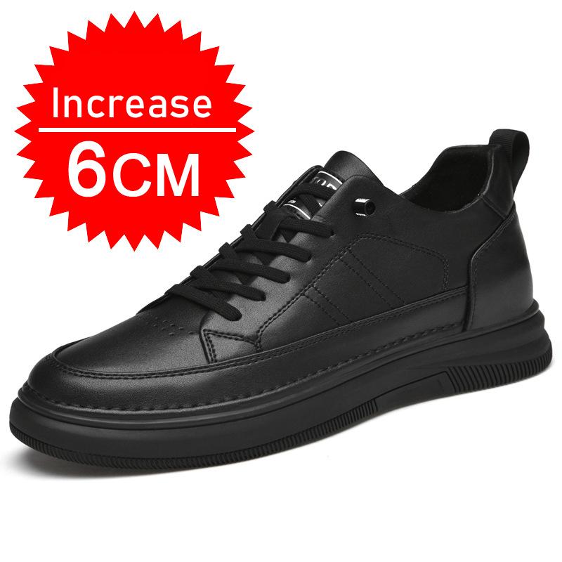 Men's Casual Elevator Shoes, 6-8cm Height Increase Sneakers, White Black Taller Lift Shoes, Breathable Walking Footwear