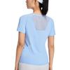 Serie de Entrenamiento Li Ning Camiseta de Manga Corta Pulóver Color Sólido Cuello Redondo Tops para Mujer Azul Nieve ATSSA12-3
