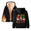 Women's Hooded Plush And Thick Warm Printed Loose Cardigan Jacket