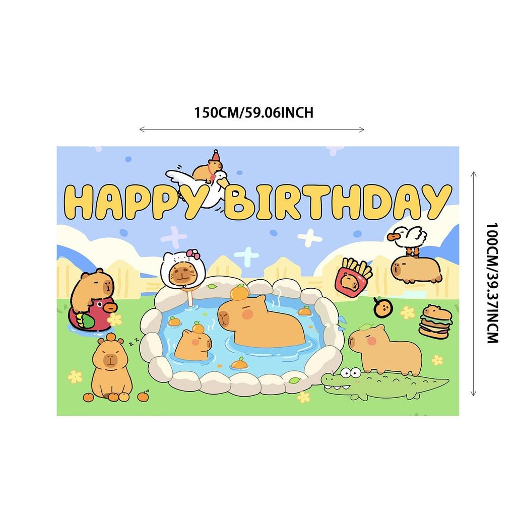 Cute Capybara-Themed Birthday Party Decorations: Balloons, Animal-Shaped Decorations, Capybara Party Banners, Backdrops, and Decorative Accessories