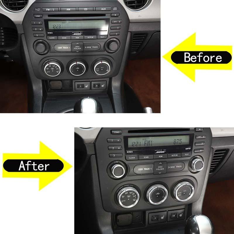 For Mazda MX-5 NC 2009-2015 Aluminum Alloy Red/Silver Car Air Conditioner Volume Adjustment Knob Cover Trim Car Accessories