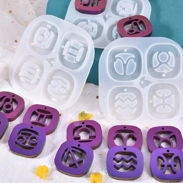 Astrological Silicone Mold For Handcrafted Necklace Charm Heat Resistant Zodiacs Charm Keychain Pendant Mould