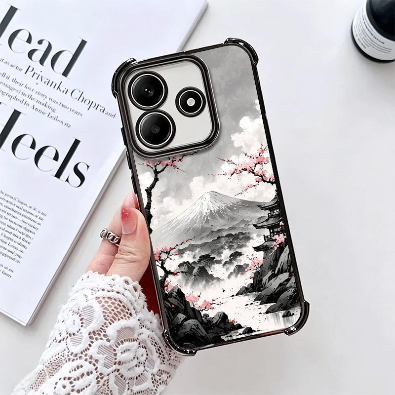 Japanese Minimalist Pine Tree Plating Phone Case For Xiaomi Redmi Note 14 15 Pro Plus 13 12 11 11S 11T 10 9S 9 5G Anti-Fall Aira