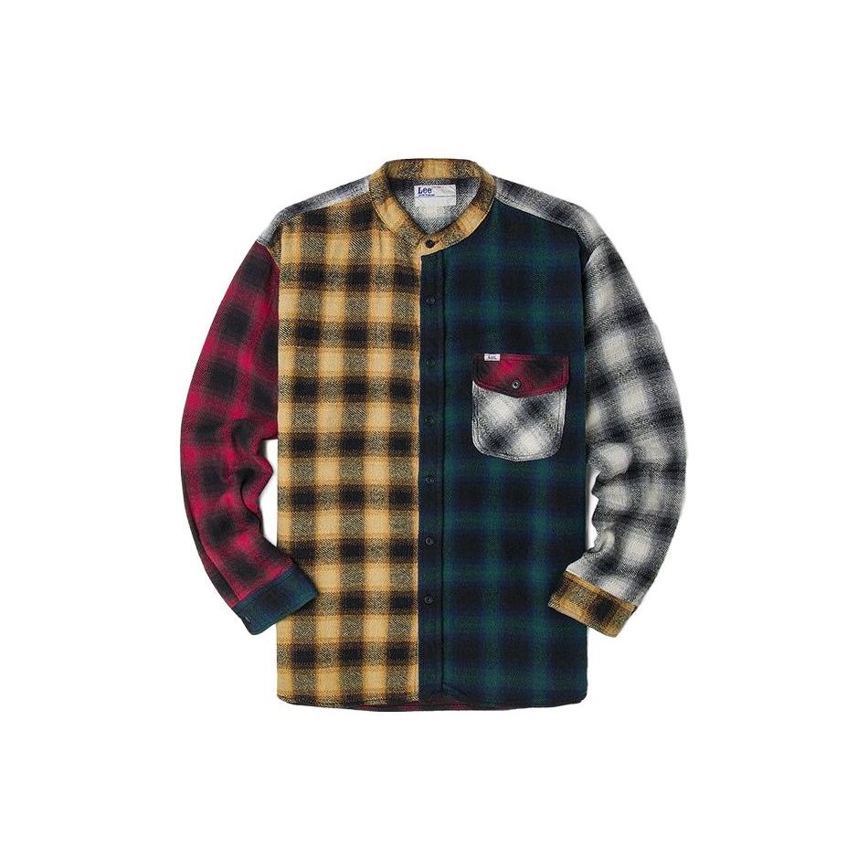 Loose Fit Plaid Long Sleeve Shirt Men shirts Yellow LMT002684101182A01447