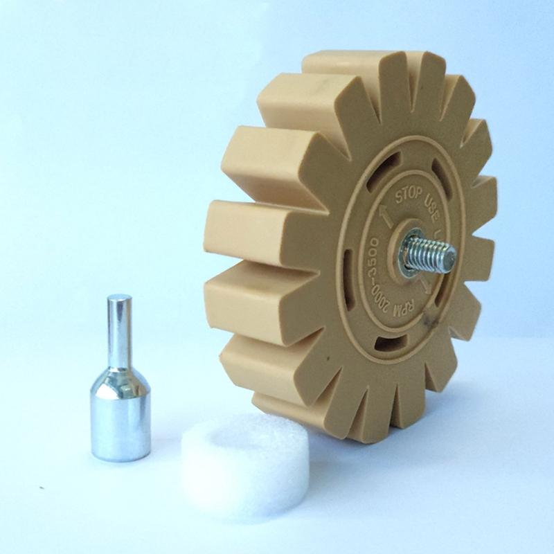 Decal Removal Eraser Wheel with Power Drill Arbor-Adapter Rubber Pinstripe 100mm