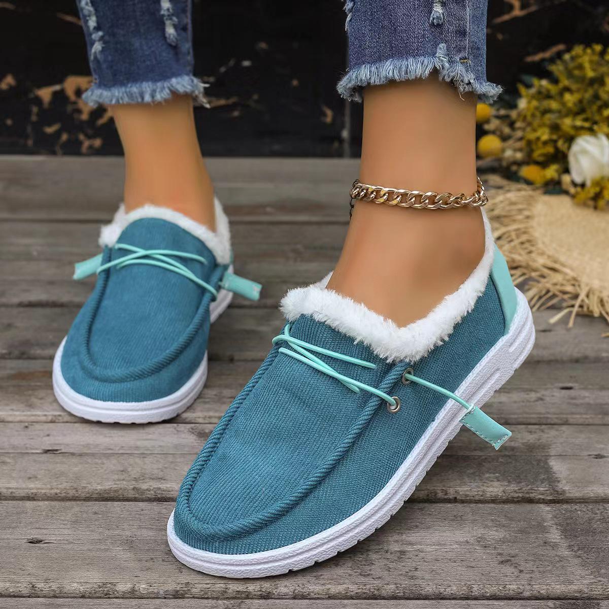 

Women s Thick-Soled Wool-Lined Low-Top Color-Blocked Warm Shoes, Large Size 40 небо синє кольору