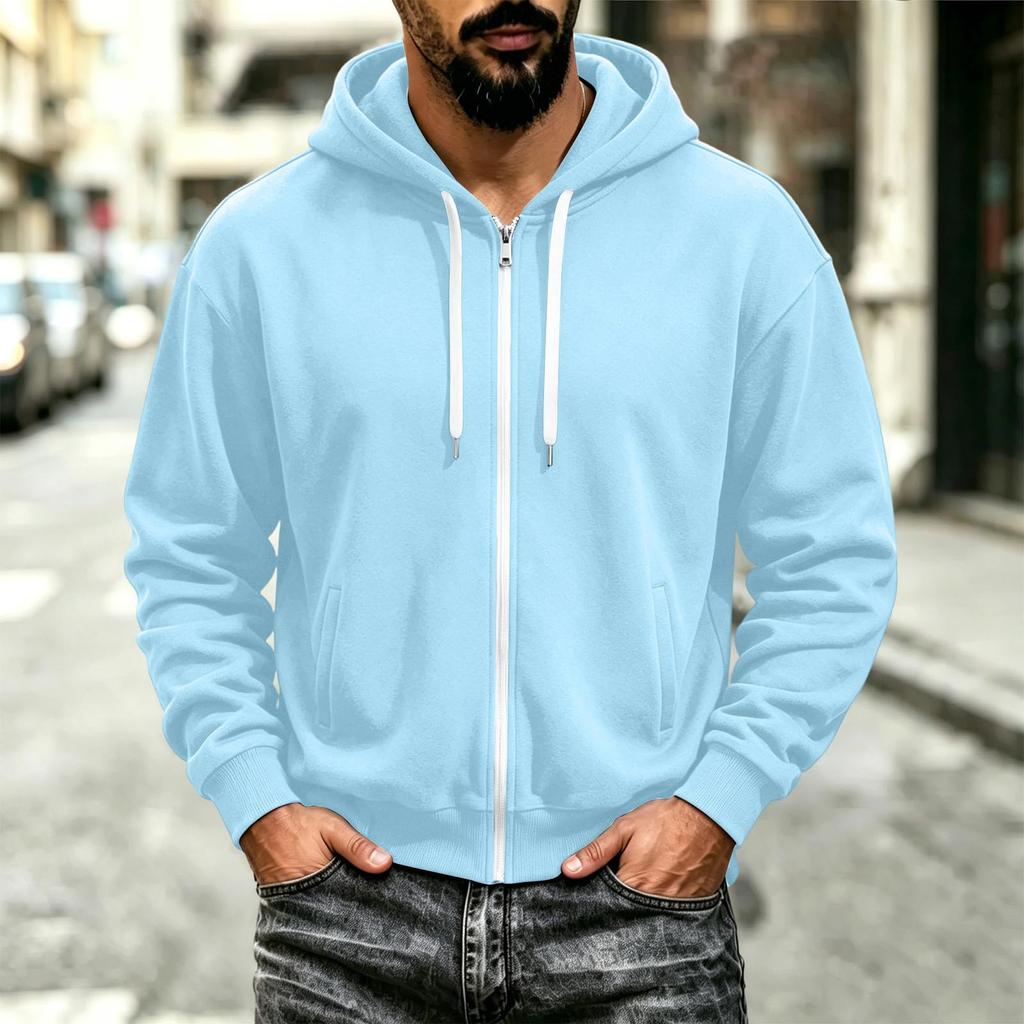 Men's Casual Zip-Up Hoodie Sweatshirt Jacket with Pockets for Everyday Wear