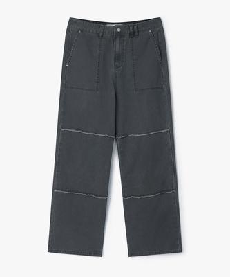 WEST GRAND BOULEVARD Cut-Off Vintage Loose Straight Fatigue Pants Washed Charcoal