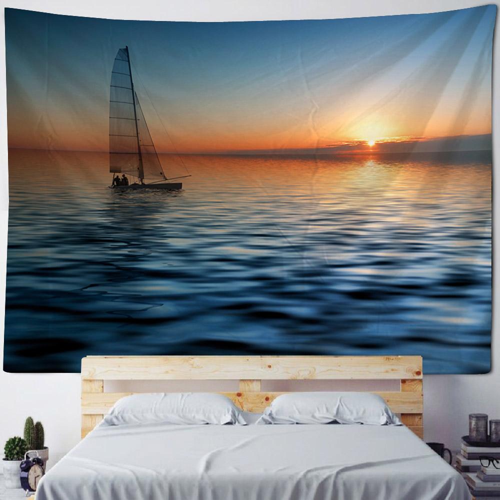 Sea view tapestry, sunrise and sunset wall hanging, aesthetic tapestry, home hanging cloth, living room, bedroom, art decoration