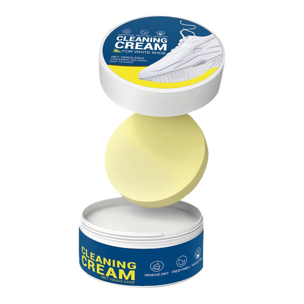 100g White Shoes Cleaning Cream Stains Remover Shoes Whitening All-Purpose Cleansing Cream With Wipe Sponge For Shoes Sneakers
