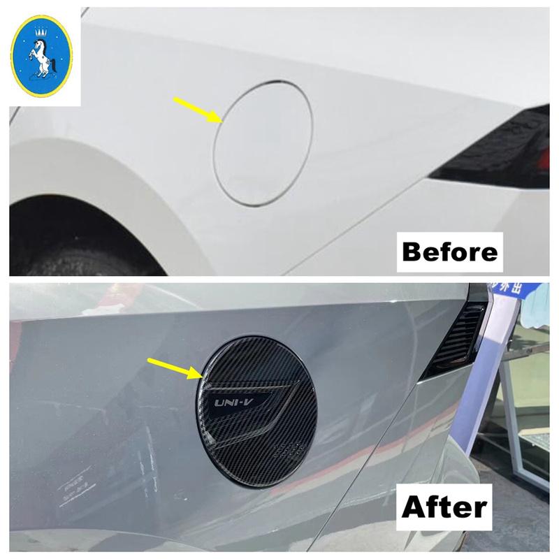 Carbon Fiber Car Filler Fuel Door Guard Oil Gas Tank Cap Decor Frame ABS Accessories Cover Trim For CHANGAN UNI-V UNIV