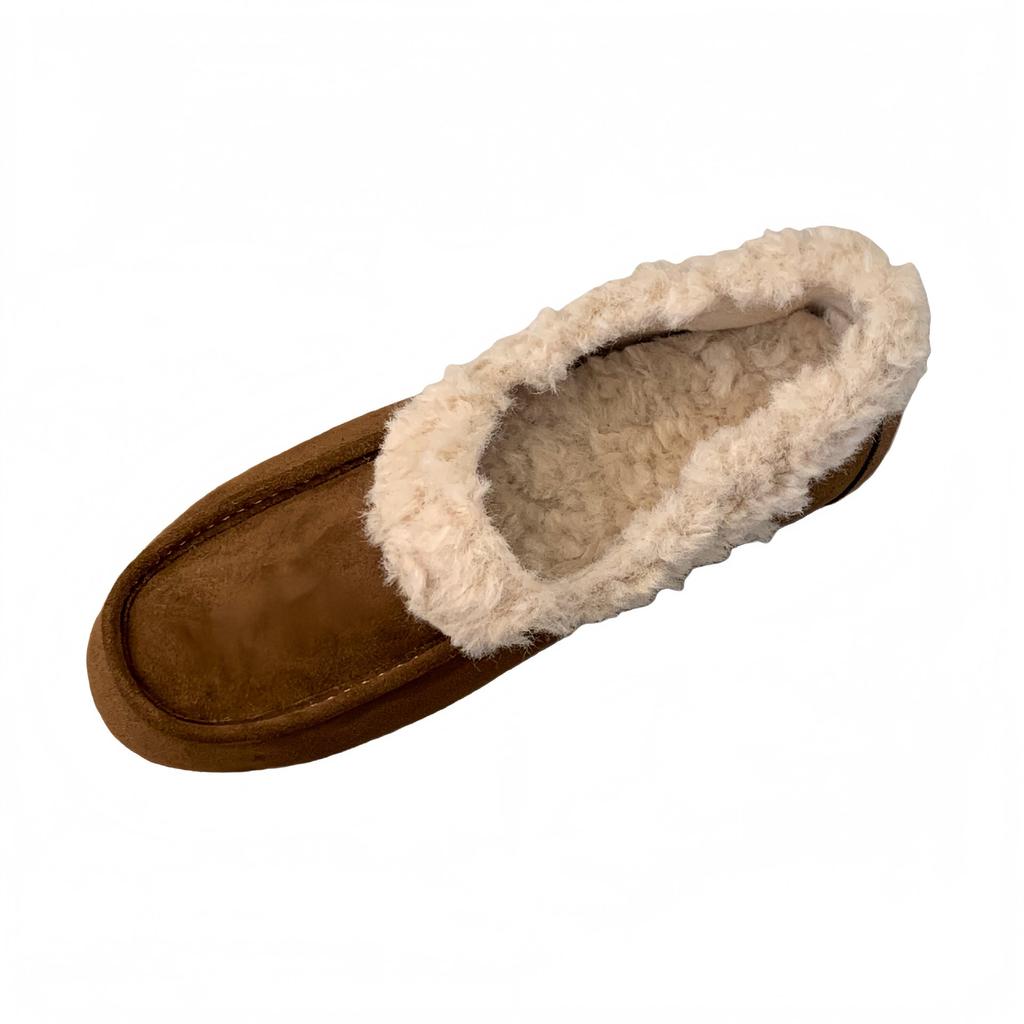 2025 nya runda huvud plysch tjocksulade retro sen kvällsvind dam pendling mjuk sula varma enkelskor