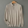 High Quality Worsted Spun Collar Wool Sweater Men's Spring and Autumn Business Polo Sweater Thin Long Sleeved Knitted T-Shirt