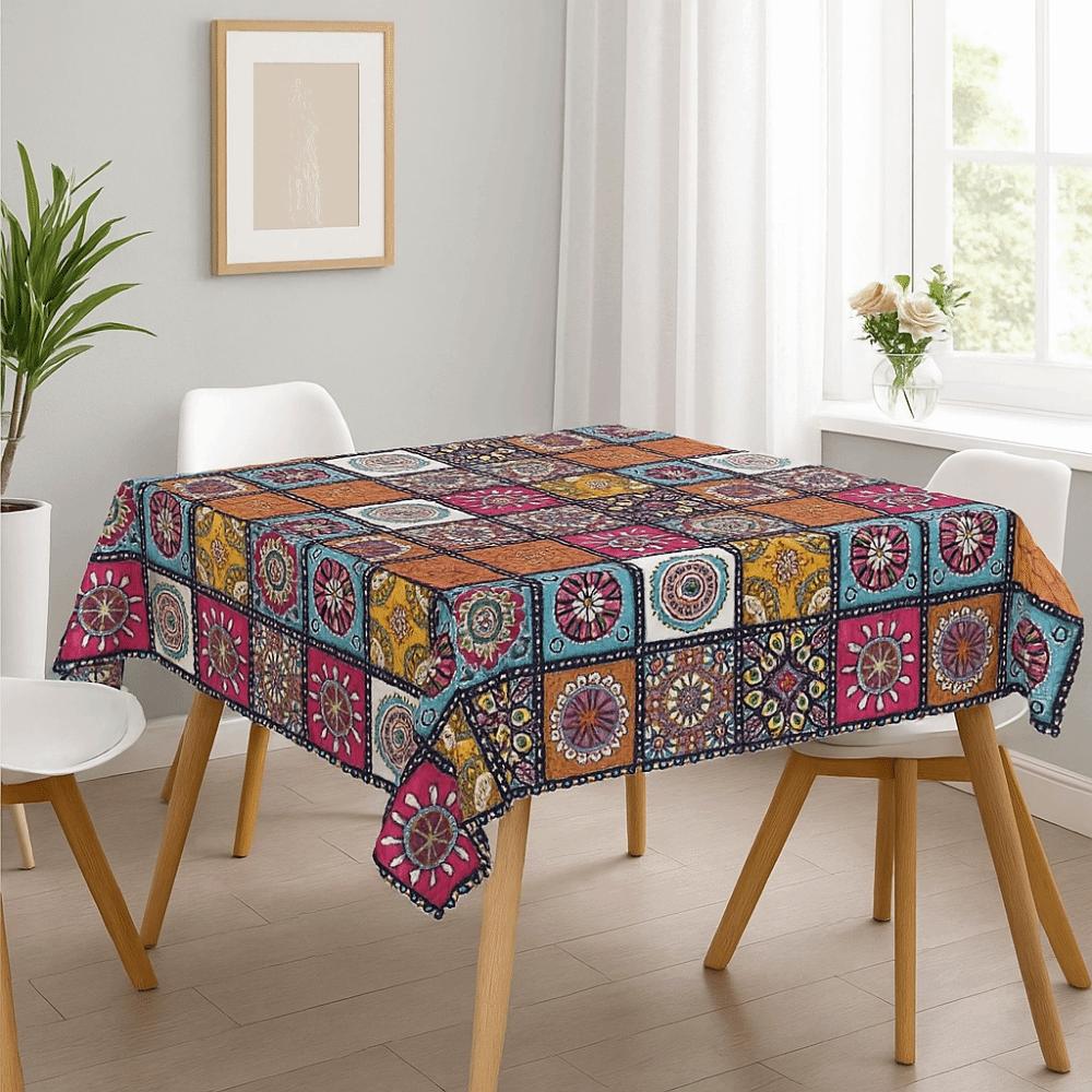 Rectangle Table Cover Ethnic Style Table Protecter Bohemian Mandala Tablecloth Banquet