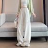 Women's Summer Linen Wide-Leg Pants - Casual Loose Fit, Breathable Straight Drape, Lazy Style, Yamamoto Inspired