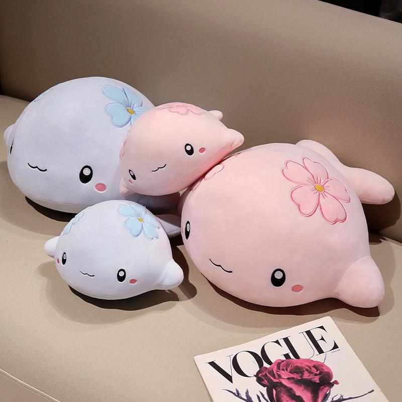 Adorable Pink And Blue Whale Plush Toy Soft Cuddly Stuffed Animal Pillow