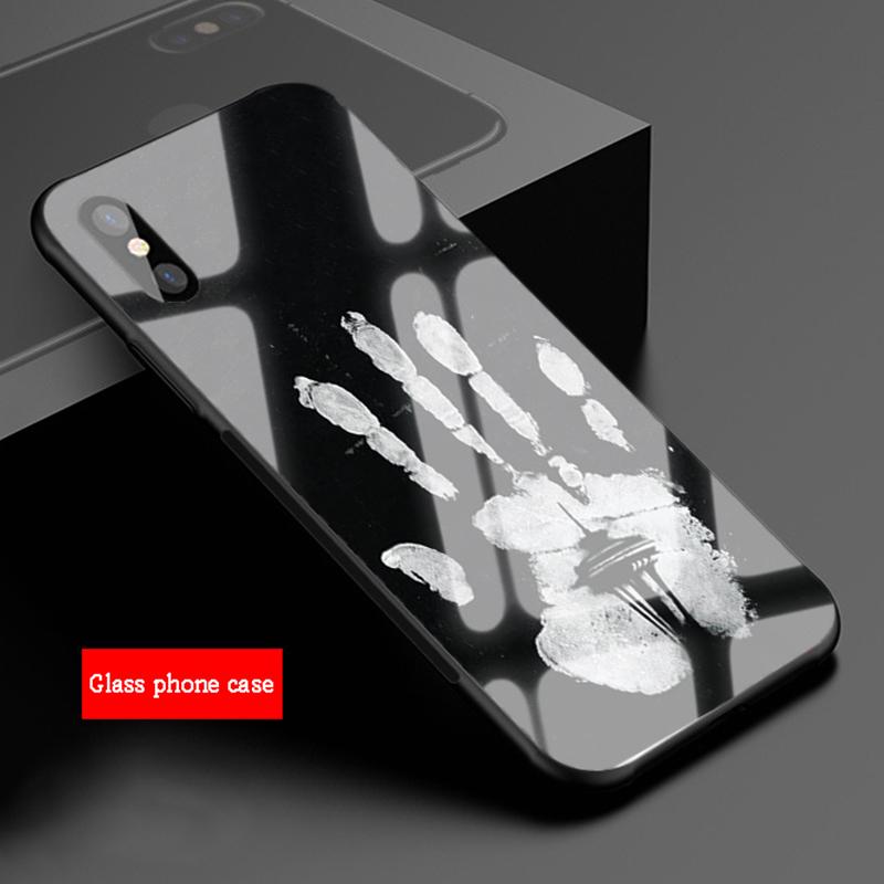 Pouzdro na telefon z tvrzeného skla s potiskem ruky Pro iphone 12 11 Pro Max 5 6 7 8 PLUS X XS XR XSMax Skořepina 12Pro Kryt Skořepina