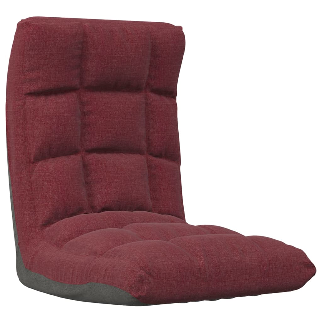 Floor Chair Foldable Burgundy Fabric