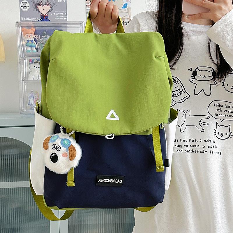 Lightweight backpack contrasting color large-capacity schoolbag female new middle and high school students leisure outdoor travel commuter backpack